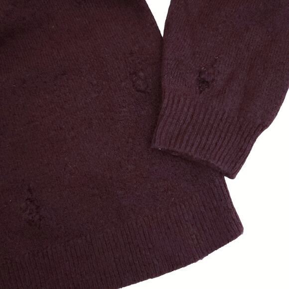 CURRENT / ELLIOTT Yates Sweater destroyed sporty pullover Cordovan Size 1 S NEW - Picture 5 of 8